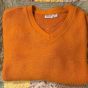 Woman’s  V-Neck Knit Sweater - Orange